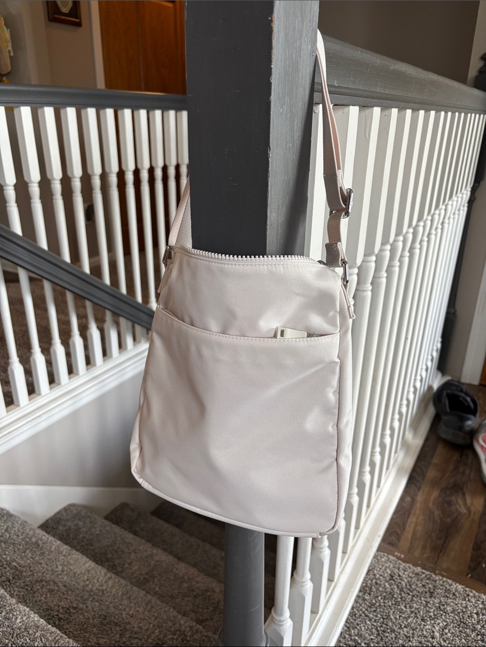 Cream colored Everyday Crossbody Bag with Pockets